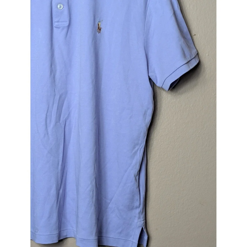 Polo Ralph Lauren Polo Shirt Mens L Purple Slim Fit Short Sleeve Pony Logo